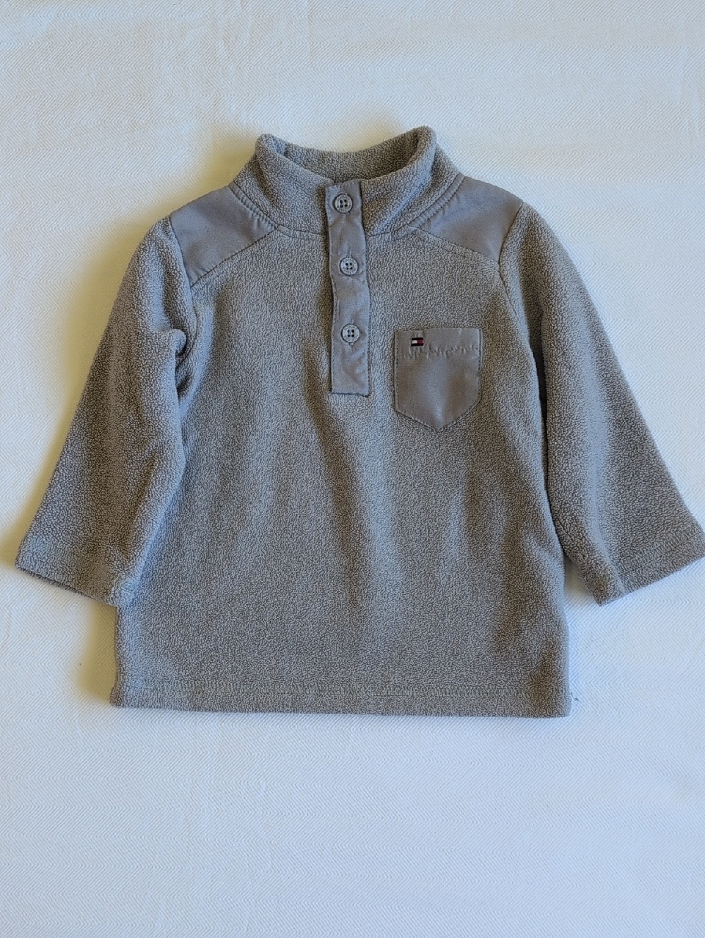 tommy hilfiger fleece popover sweatshirt gray neutral outdoor 12 months baby